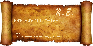 Mátéfi Erina névjegykártya